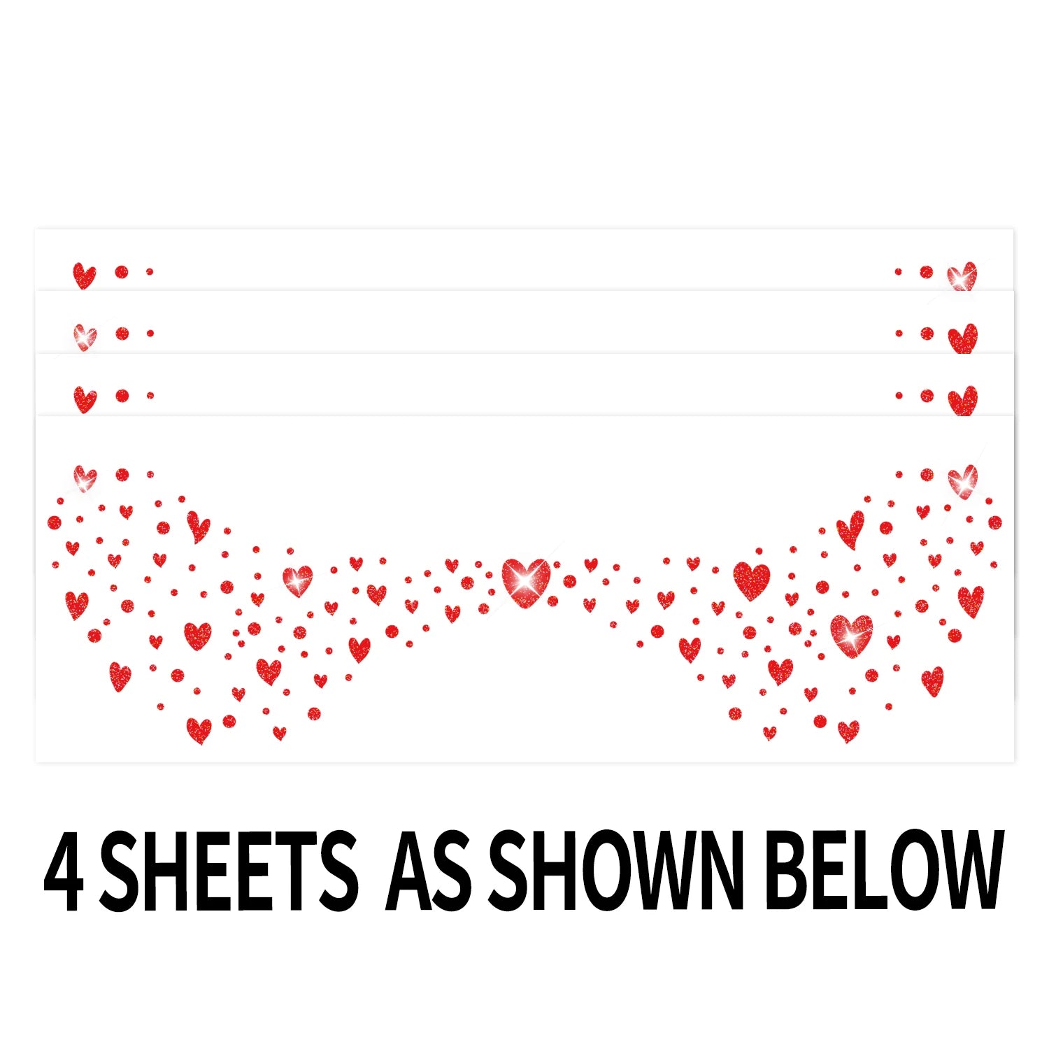 4 Sheets Glitter Heart Spots Face Stickers, Waterproof and Easy to Remove, Spots Position Makeup Stickers, Red Heart Tattoo Desi