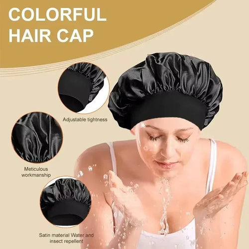 1pcs Soft Silk Satin Lined Bonnet Large Satin Hair Bonnet Household Sleep Shower Cap Hair Wrap Cover for Long Hair Salon Tool dylinoshop