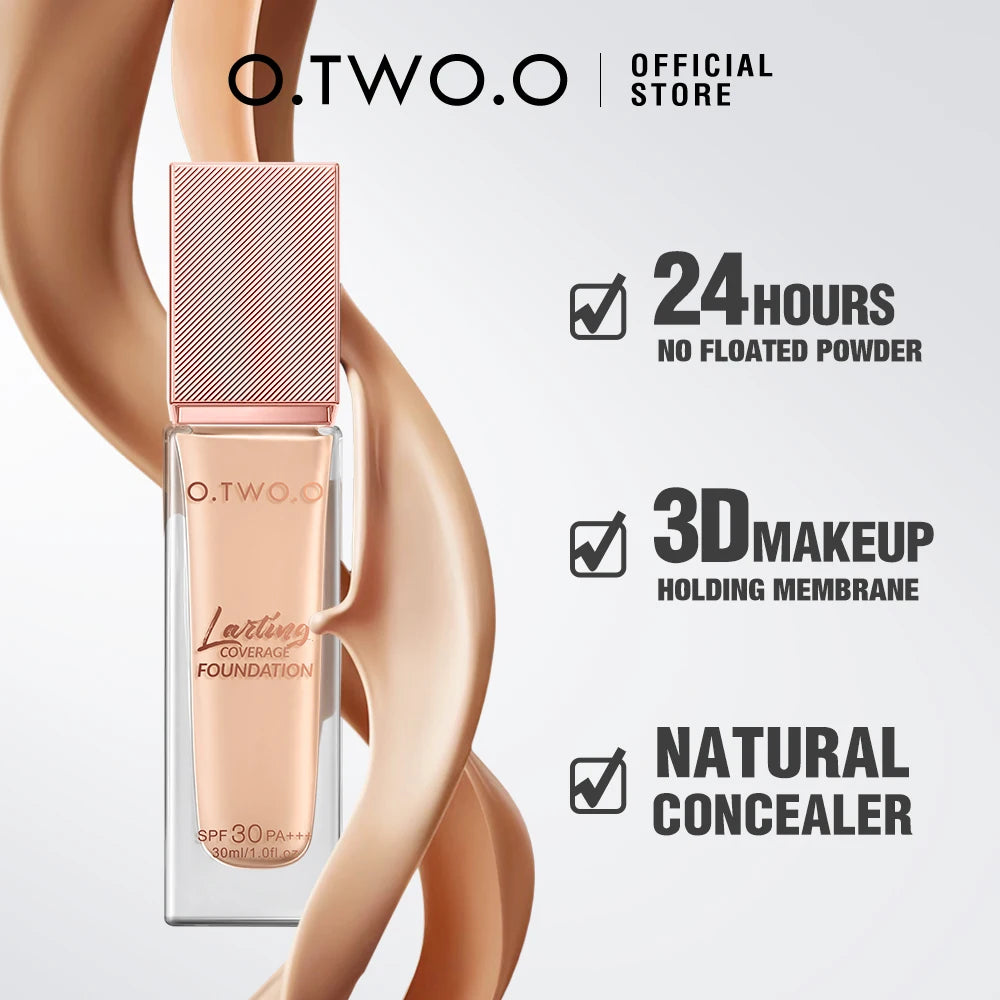 O.TWO.O Liquid Coverage Foundation Cream Matte Moisturizing Oil-control Long-Lasting Waterproof Concealer Foundation Makeup