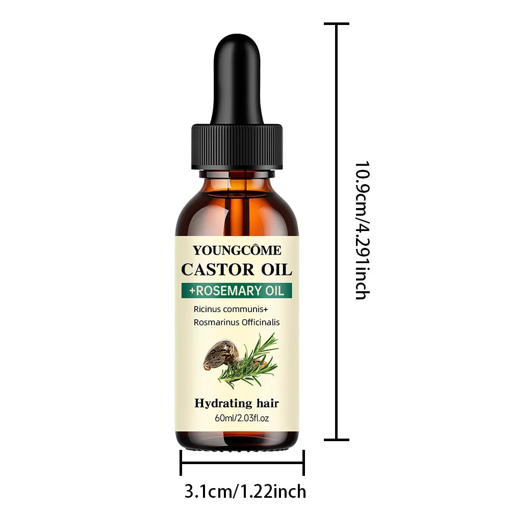 Mix Castor Oil and Rosemary Oil for Hair Growth Enhances hair thickness and Shine, Reduce Hair Loss and Split Ends Hair Care Oil dylinoshop