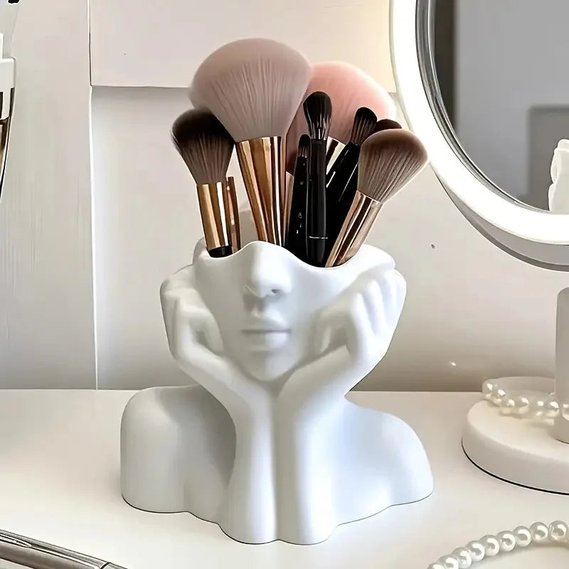 Face-Shaped Makeup Brush Holder – Minimalist Desktop Organizer dylinoshop