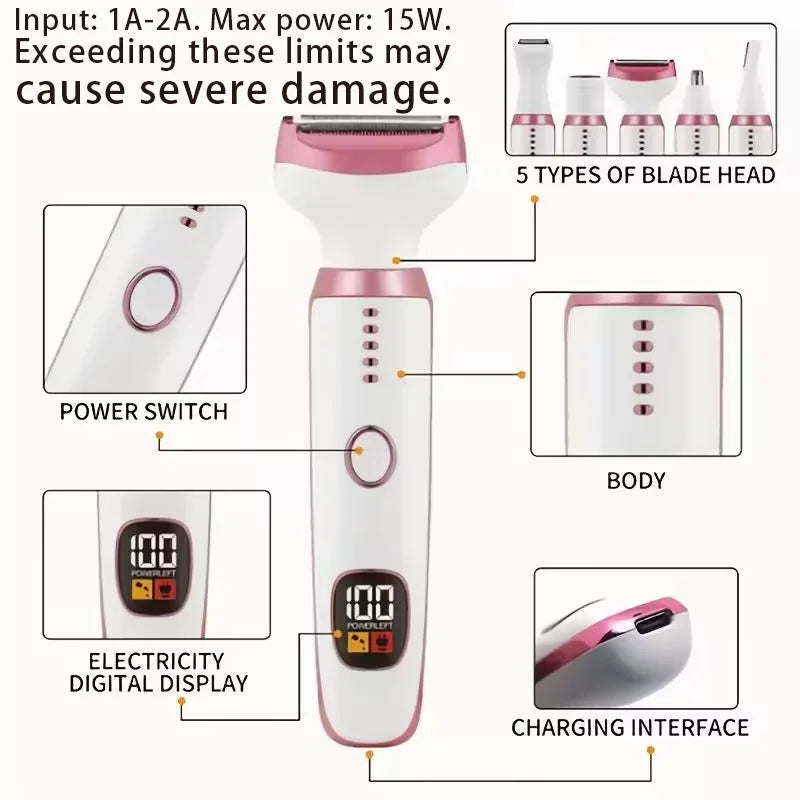 Rechargeable Electric Shaver for Women – Legs, Underarm, Bikini & Face