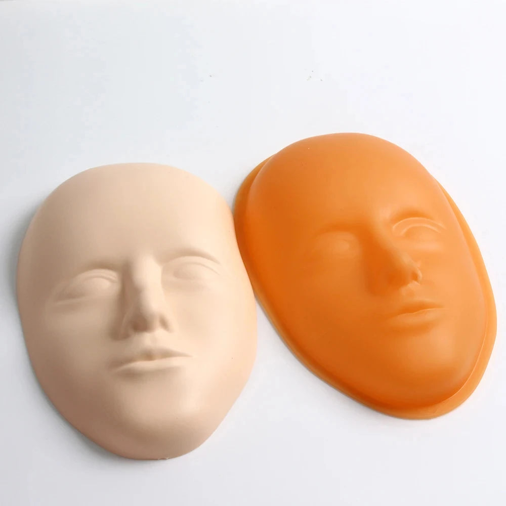 5D Facial Tattoo Training Head,Silicone Practice Permanent Makeup Lip Eyebrow Tattoo Skin,Mannequin Doll Face Head,Face Skin