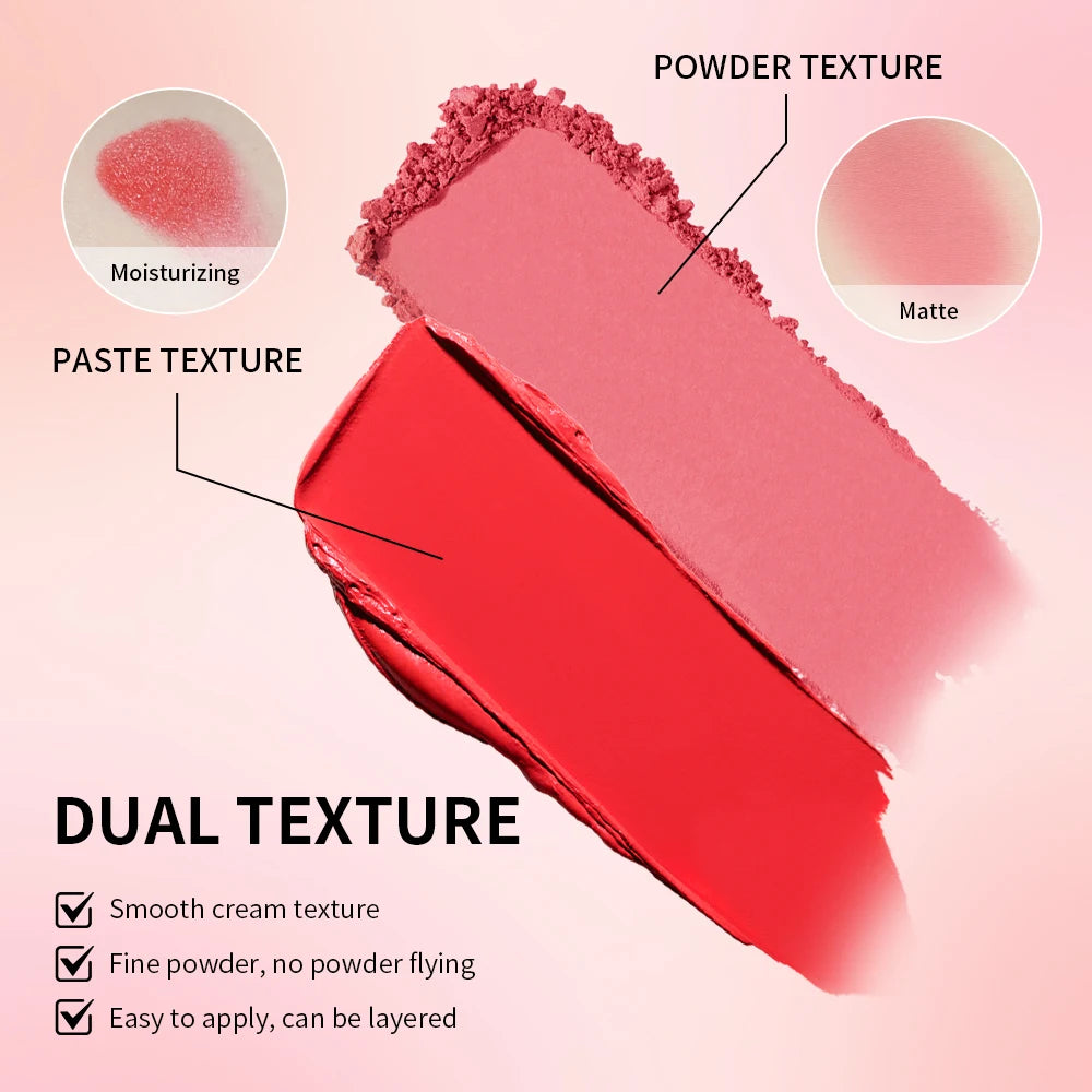 Cream&Powder Blush Palette Natural Long-lasting High Pigment  Blush Makeup Contour Powder Beauty Peach Pink Korean Makeup Blush