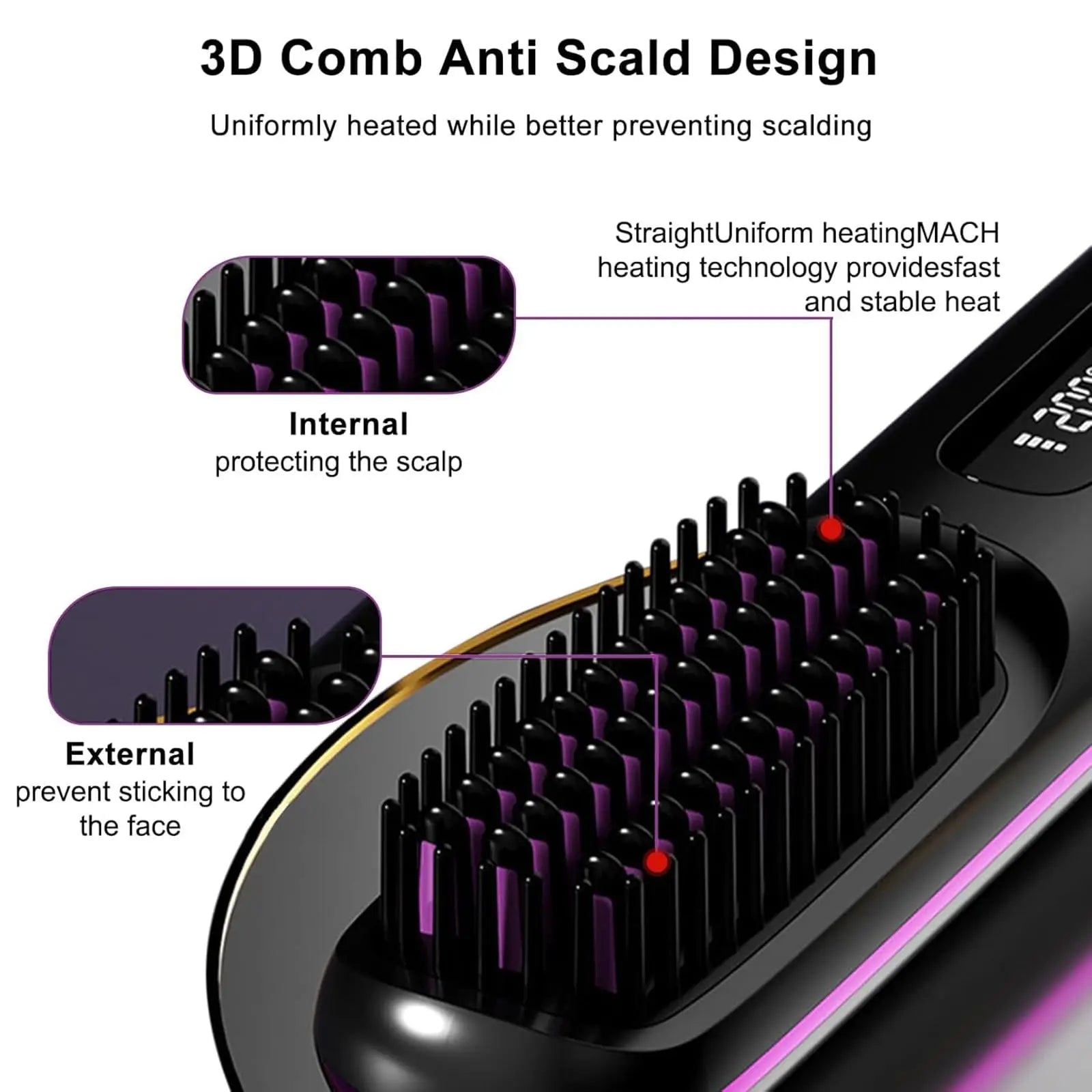 USB Rechargeable Cordless Hair Straightening Brush – Titanium Coated