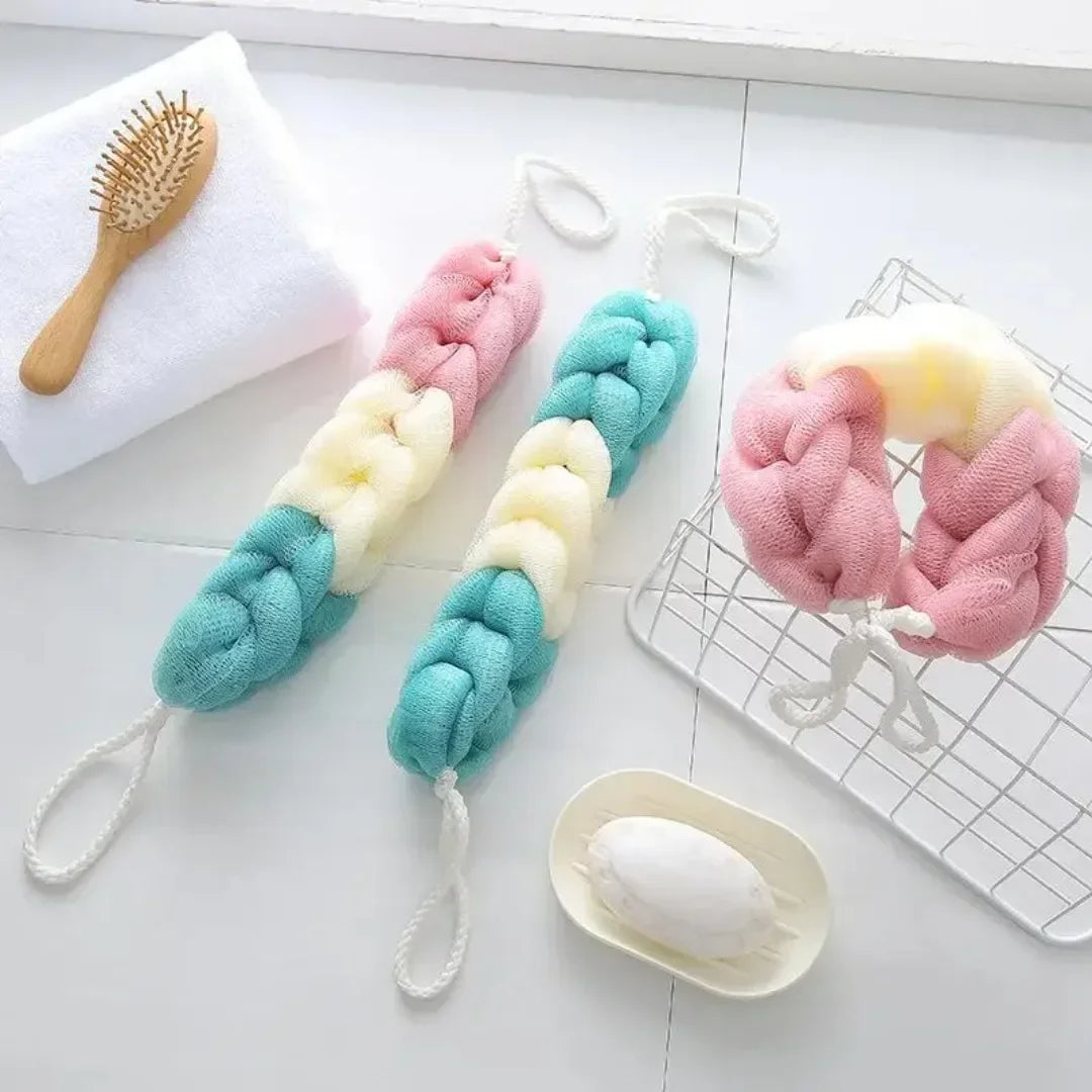 1pc Colour Block Bath Balls Mesh Foaming Sponge Bath Strips Adult Back Body Rubbing Towels Mud Rubbing Bath Towels Supplies