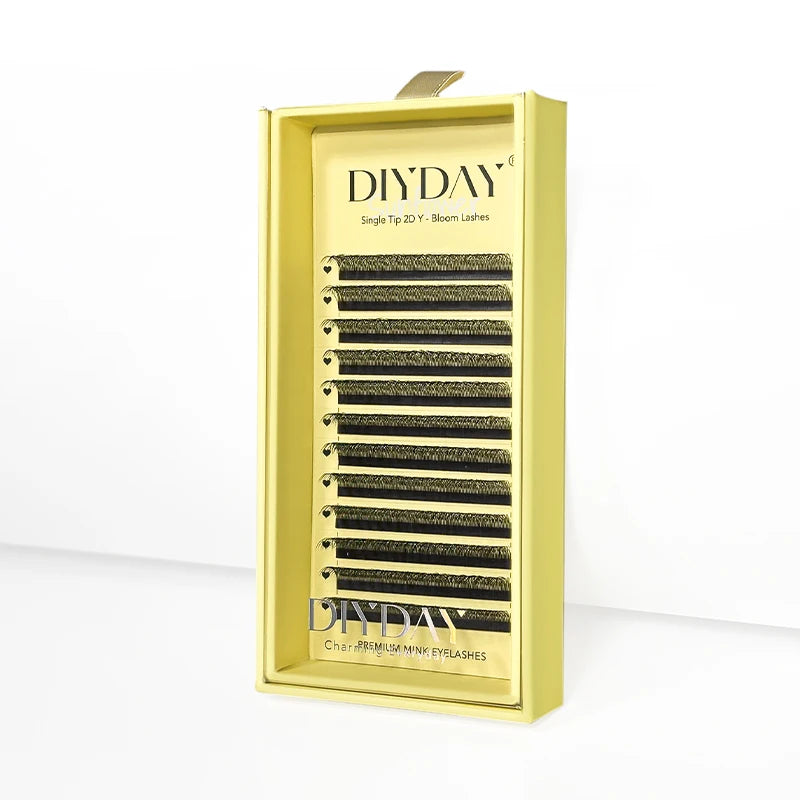 DIYDAY Single Tip 2D Y Eyelash Extension Soft Mink Lashes Premade 1500 Fans Y-Shaped False Eyelashes for Eye Makeup