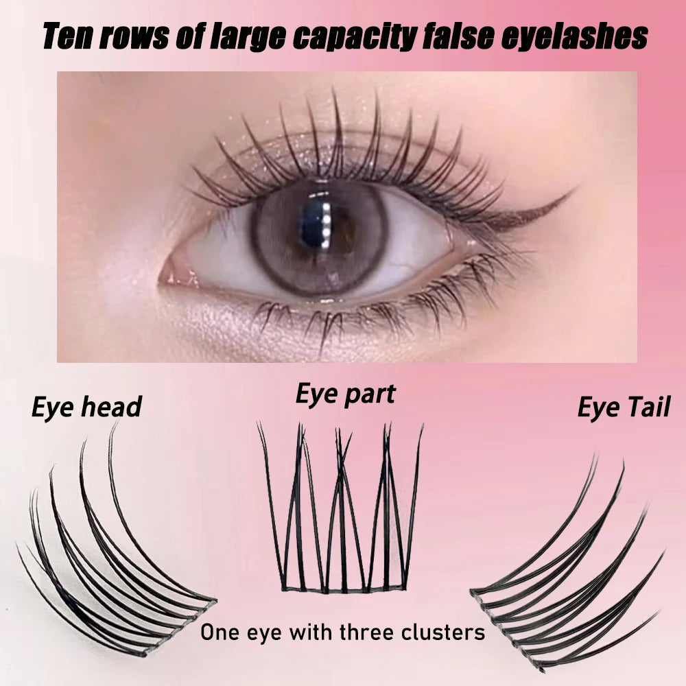 10 Rows 90 Bundles Mink False Eyelash Natural 3D Russian Idol Individual Comics Eyelash Extension Cluster Makeup Tool Wholesale