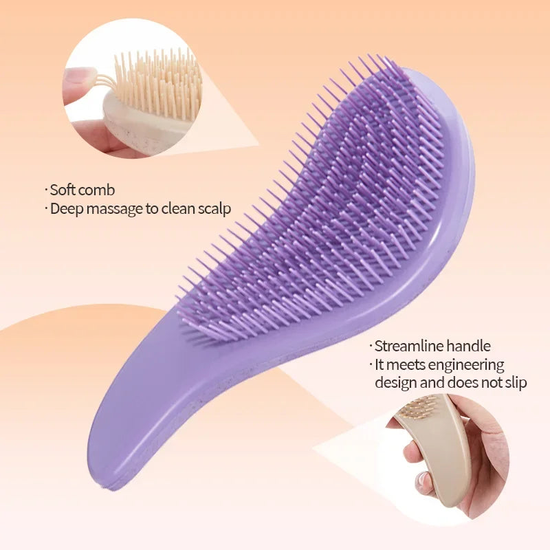 1pcs Magic Detangling Hairbrush Soft Wheat Straw Scalp Massage Comb Anti-static Gentle Grooming Brush Salon Hair Styling Brush dylinoshop