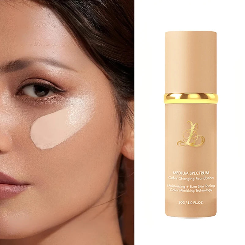 Four-in-one color-changing liquid foundation,with SPF50+ longwearing and no makeup removal, no powder sticking, moisturizing