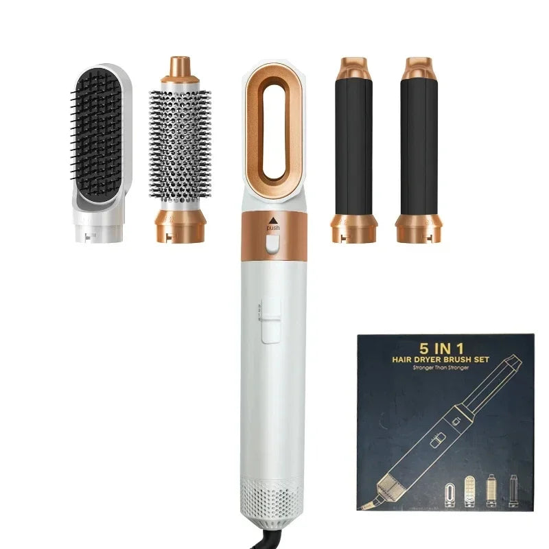5-in-1 Hot Air Styling Brush – Dryer, Curler, Straightener & Comb