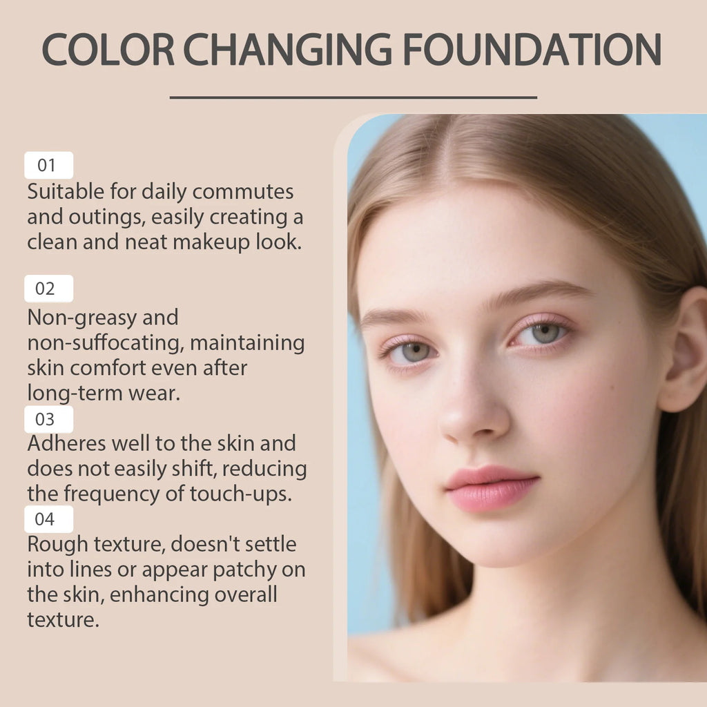 Natural Warm Tone Foundation, Facial Evening Tone, Soft Makeup Finish, Long-Lasting Radiance, Delicate & Sheer Texture