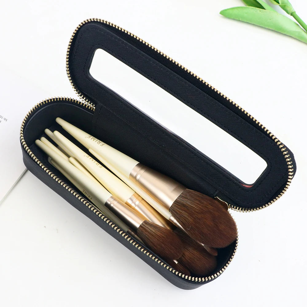 Customized Name PU Leather Transparent Makeup Brush Makeup Bag Portable Storage Bag Daily Necessities Storage Accessory