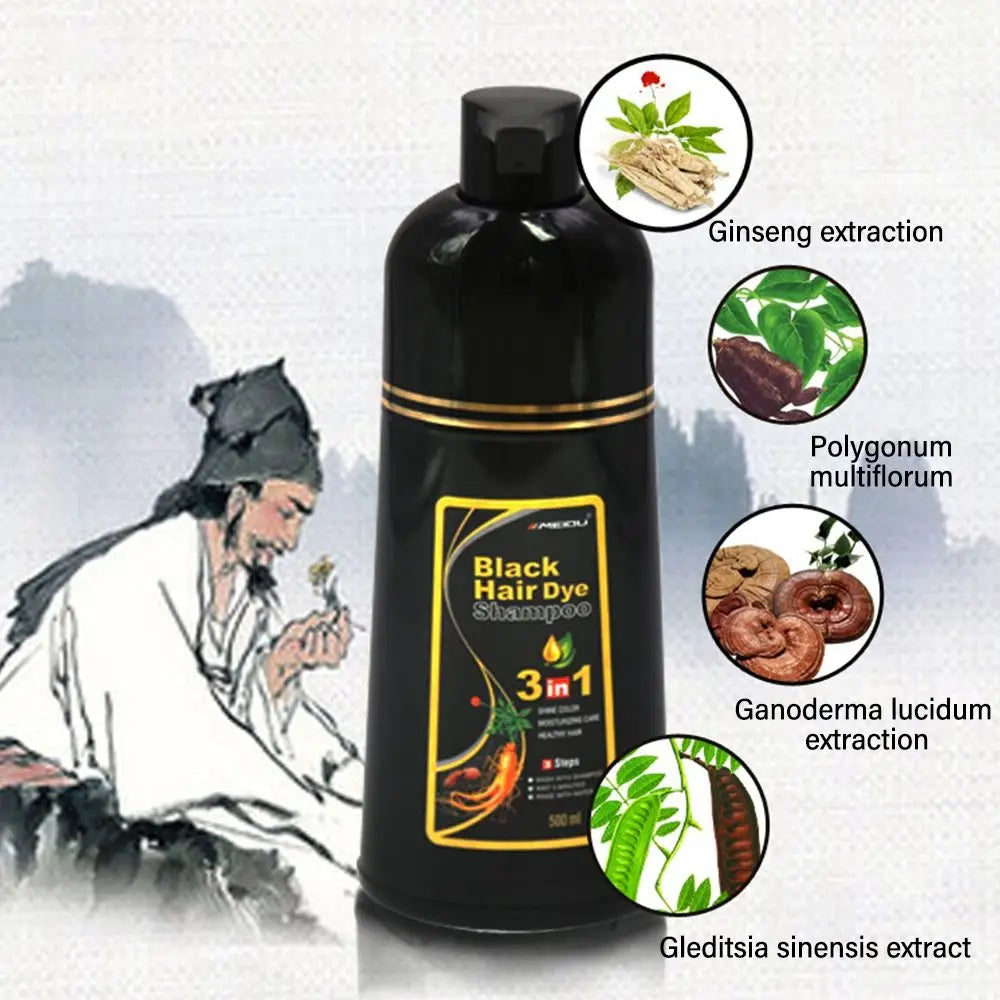 Meidu 3 In 1 Instant Coloring Shampoo Natural Black Color for Men Women Hair Dye Herbal Brown Purple Hair Dye Hair Dye Shampoo dylinoshop