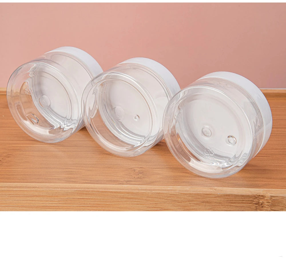 20pcs/lot CLear Empty Container Jars with white Screw Lids for Lip Balms, Makeup Samples 250ml 200ml 150ml 100ml 50ml