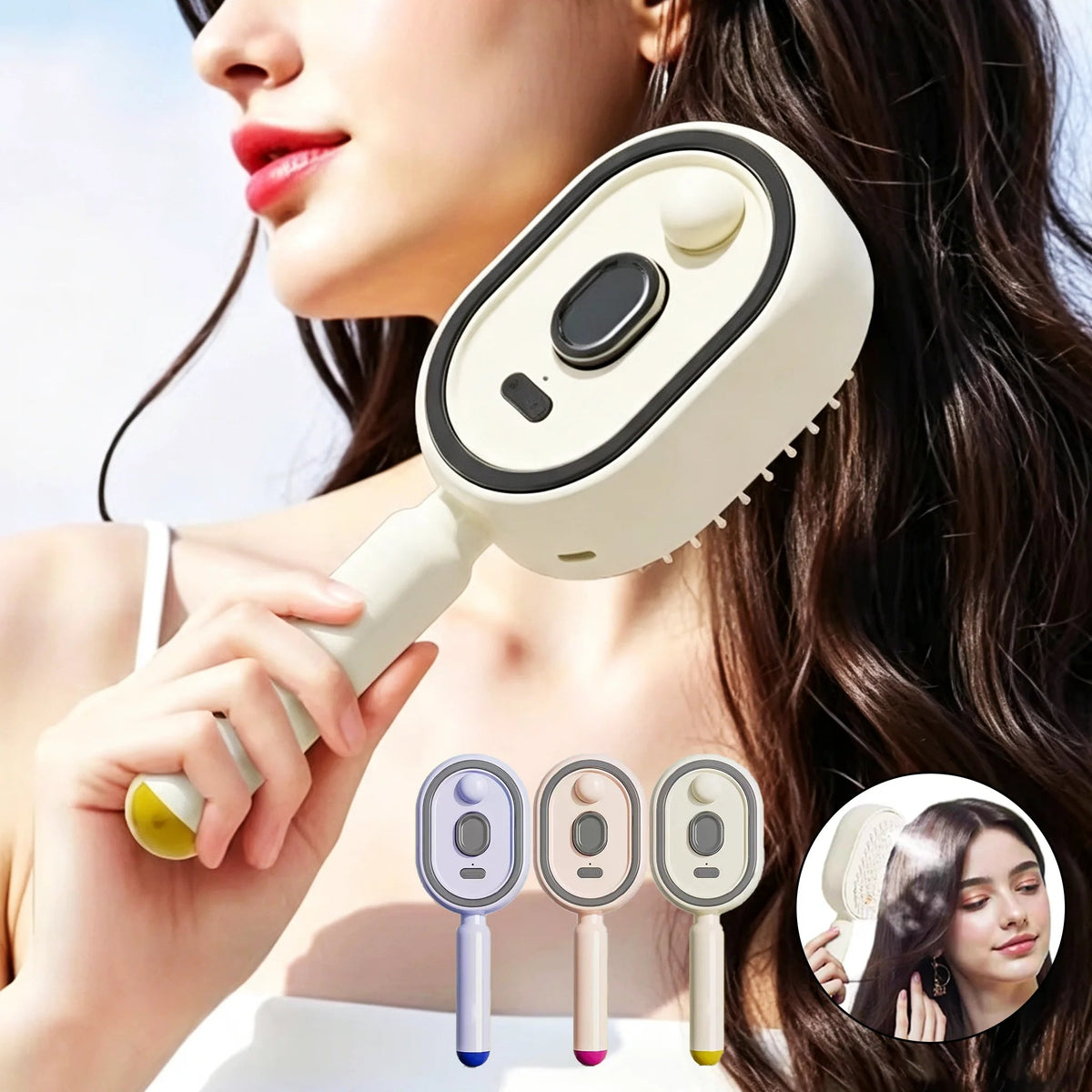 Electric Spray Air Cushions Massage Comb 3 in 1 Self Cleaning Steam Essential Oil Brush Rechargeable Spray Scalp Massager Combs dylinoshop