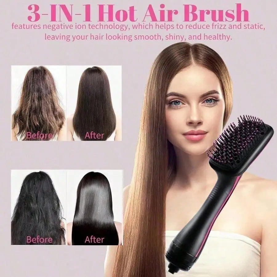 3-in-1 Negative Ion Hot Air Straightener - Straightens, Dries & Smooths Hair