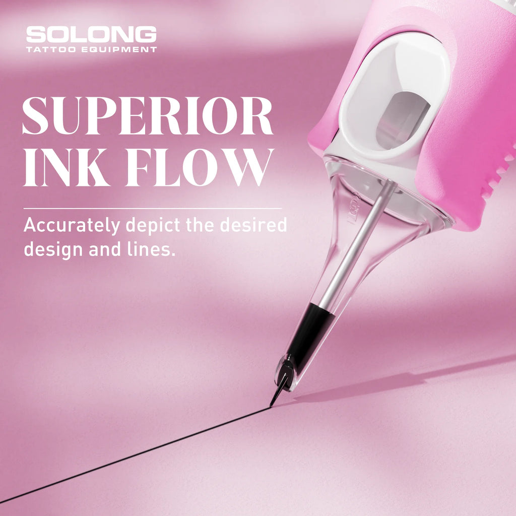 Solong Tattoo 40PCS Disposable Sterile Tattoo Cartridge Needles Pink With Finger Cuff RL/RS/RM Permanent Makeup Art Tattooing