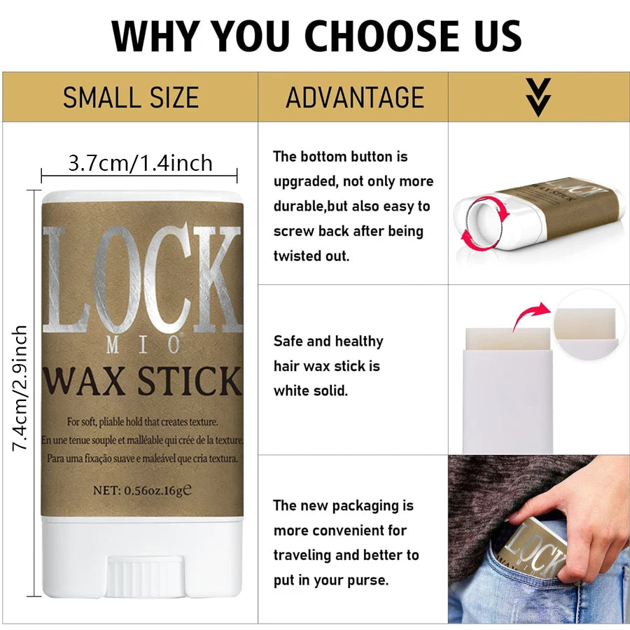 LOCKMIO Hair Wax Stick for Women and Kids Long Lasting Hold Pomade Control Broken Frizz Flyaway Styling Wax for Natural Wigs dylinoshop