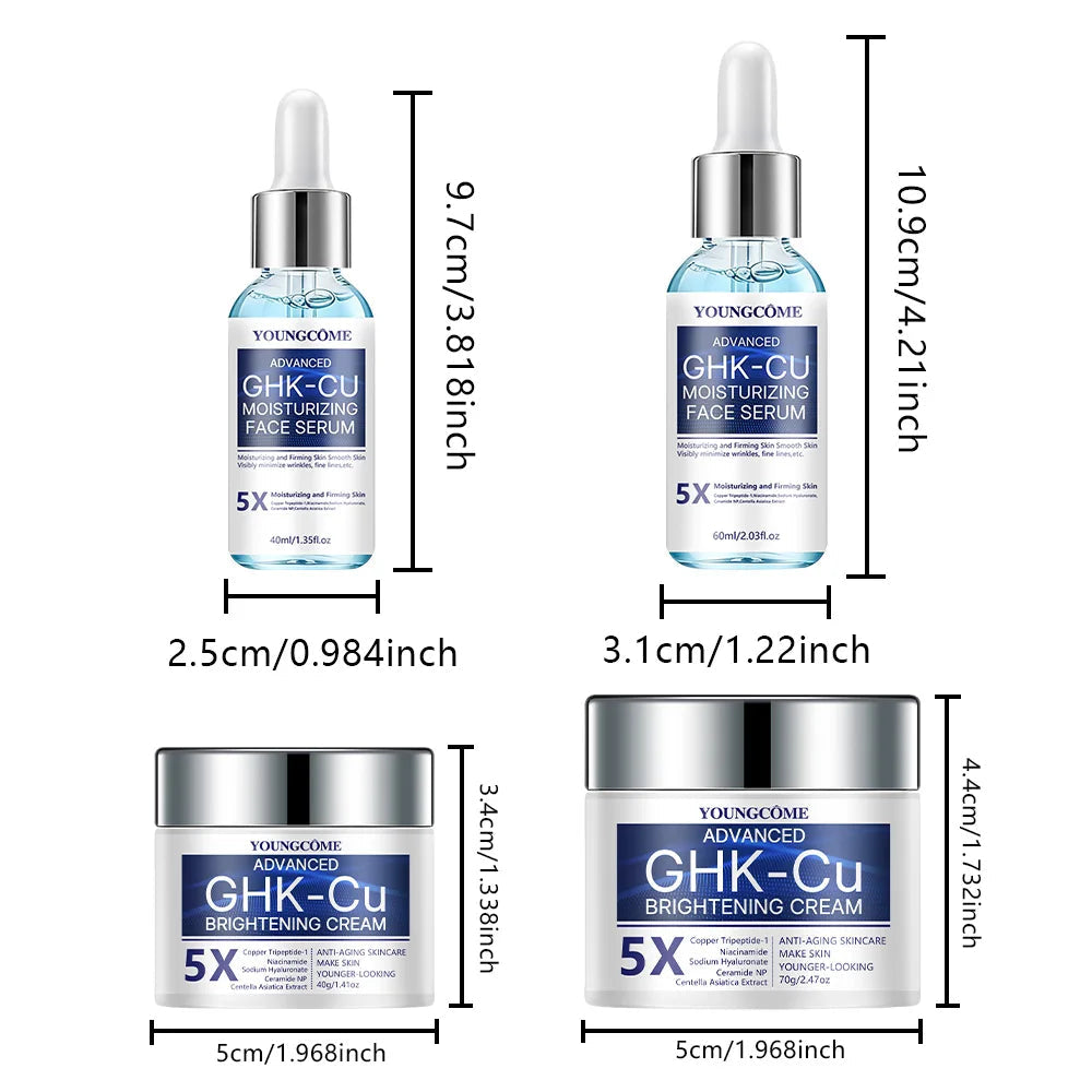 GHK-CU Copper Peptide Anti-Aging Face Cream & Serum - Firming & Hydrating Moisturizer for All Skin Types, Skincare for Women 