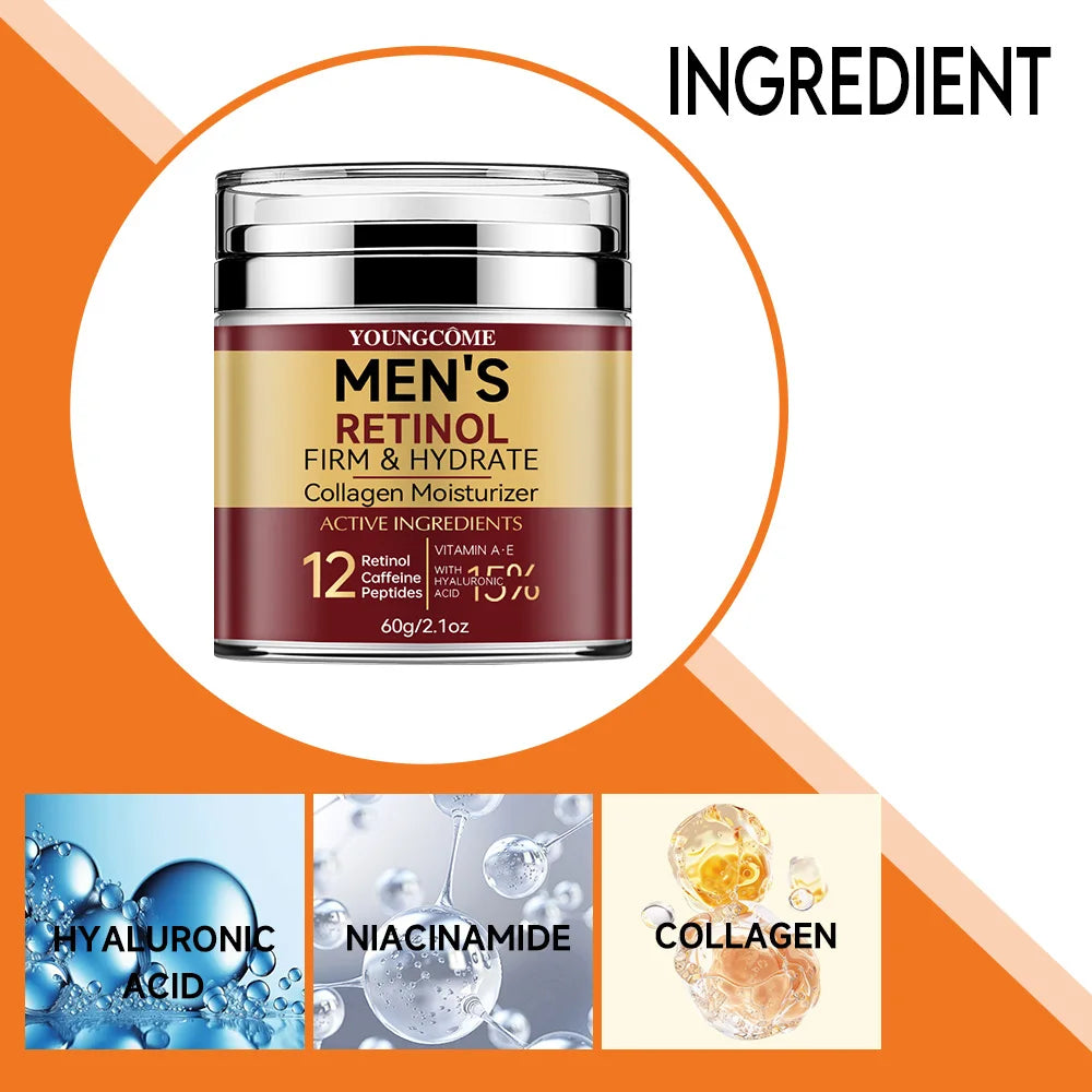 Men's Retinol Firming Face Cream Skincare Moisturizing Collagen Brightening Smooth Wrinkles Facial Face Men Skin Care Treatment 
