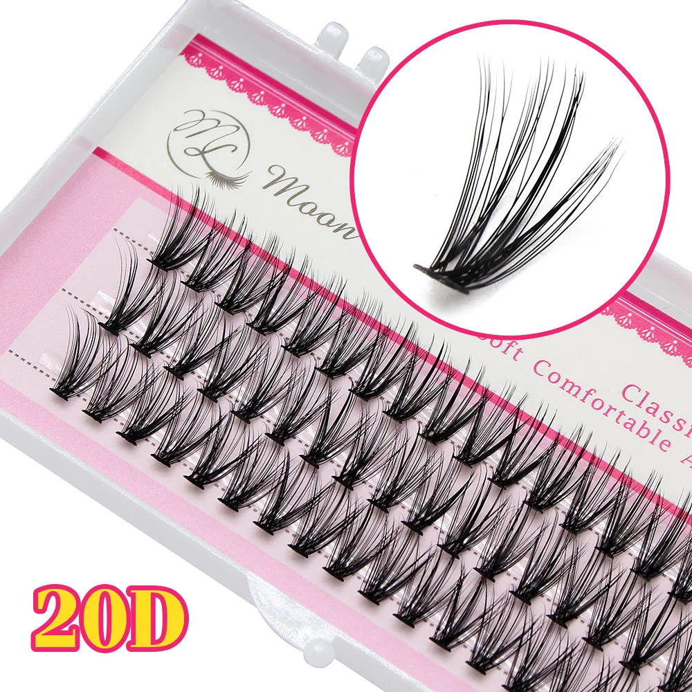 New Arrival Moonlily 60pcs Silk Makeup Individual Mink EyeLashes 3D Volume Grafting False Black Extensions Cluster Lash Bundle