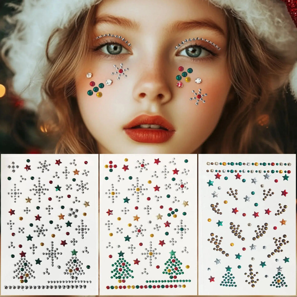 Snowflake Rhinestone Facial Stickers - Christmas Face Decorations dylinoshop