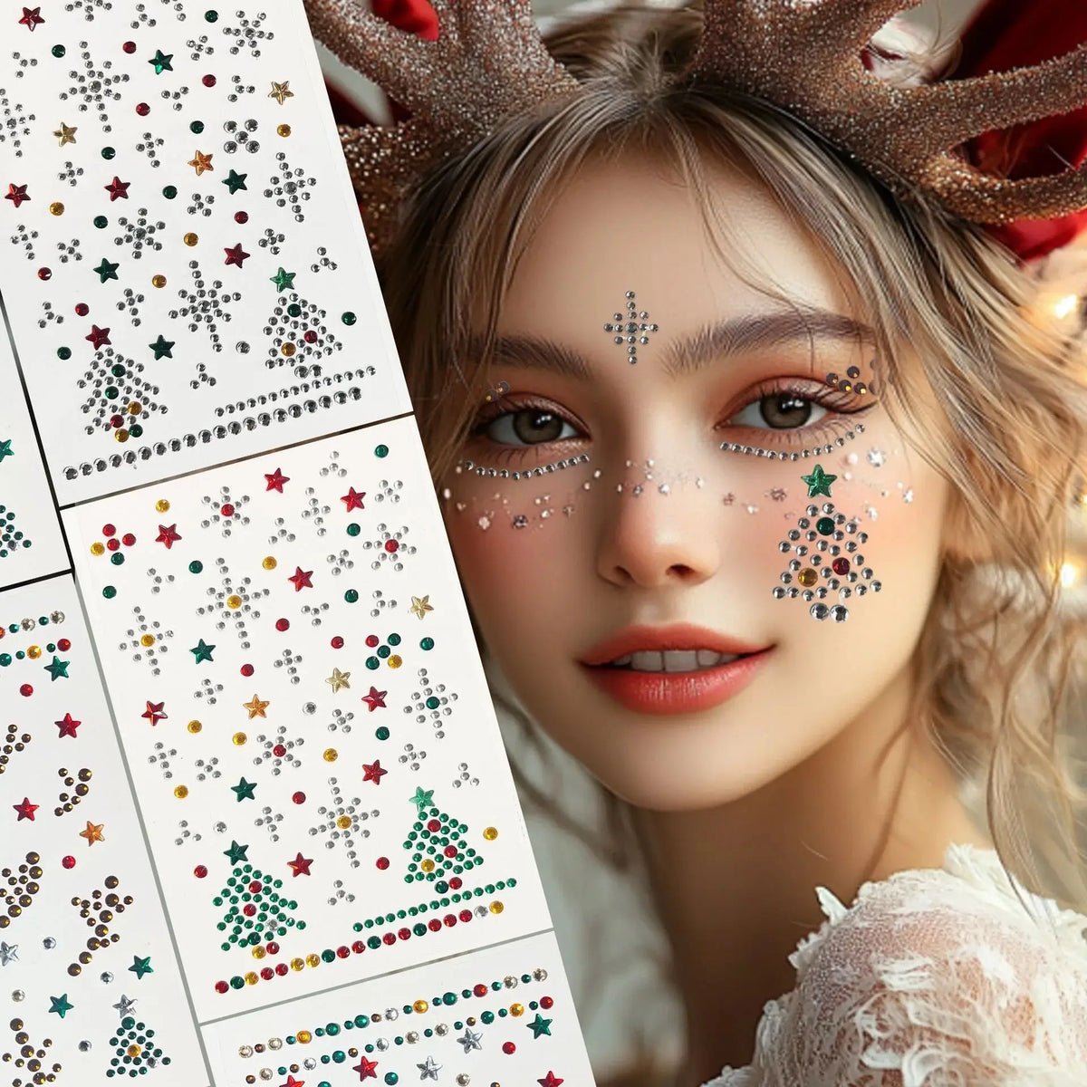 Snowflake Rhinestone Facial Stickers - Christmas Face Decorations dylinoshop
