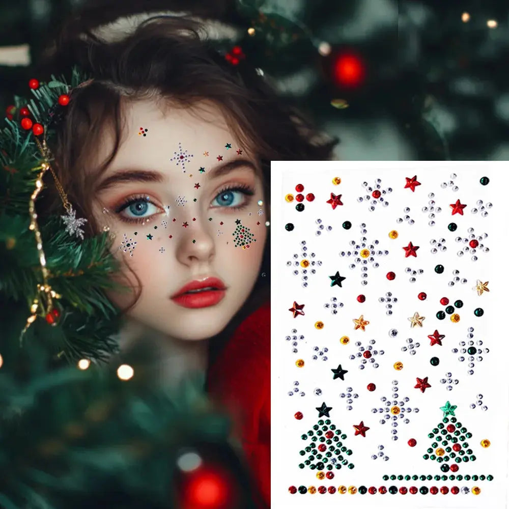 Snowflake Rhinestone Facial Stickers - Christmas Face Decorations dylinoshop