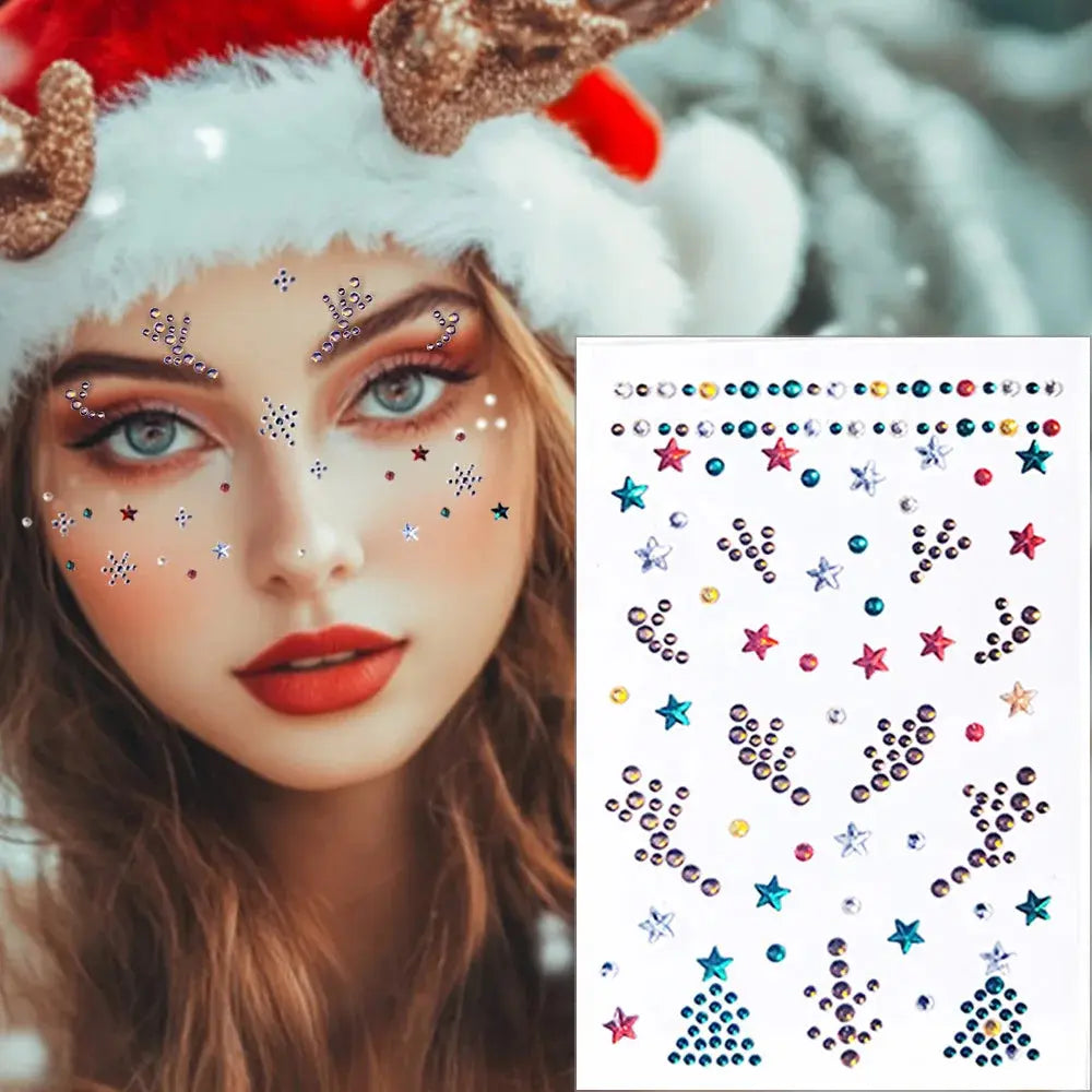 Snowflake Rhinestone Facial Stickers - Christmas Face Decorations dylinoshop