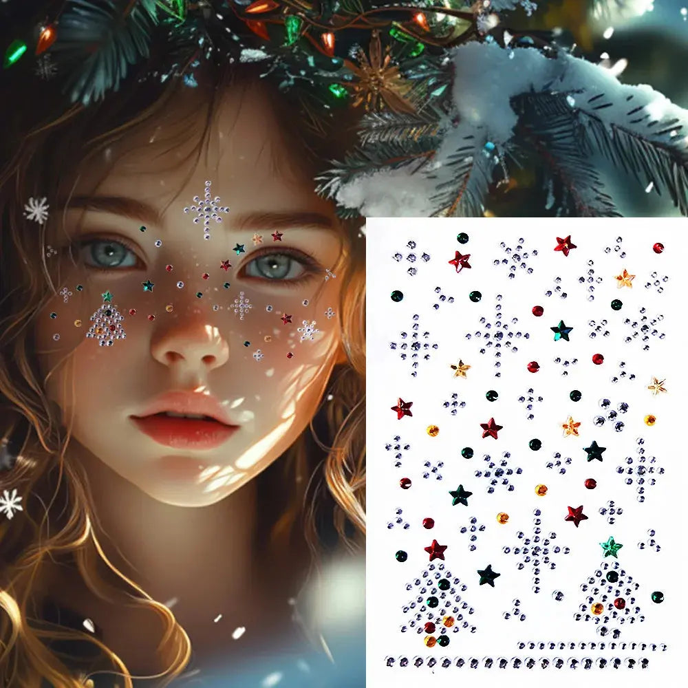 Snowflake Rhinestone Facial Stickers - Christmas Face Decorations dylinoshop