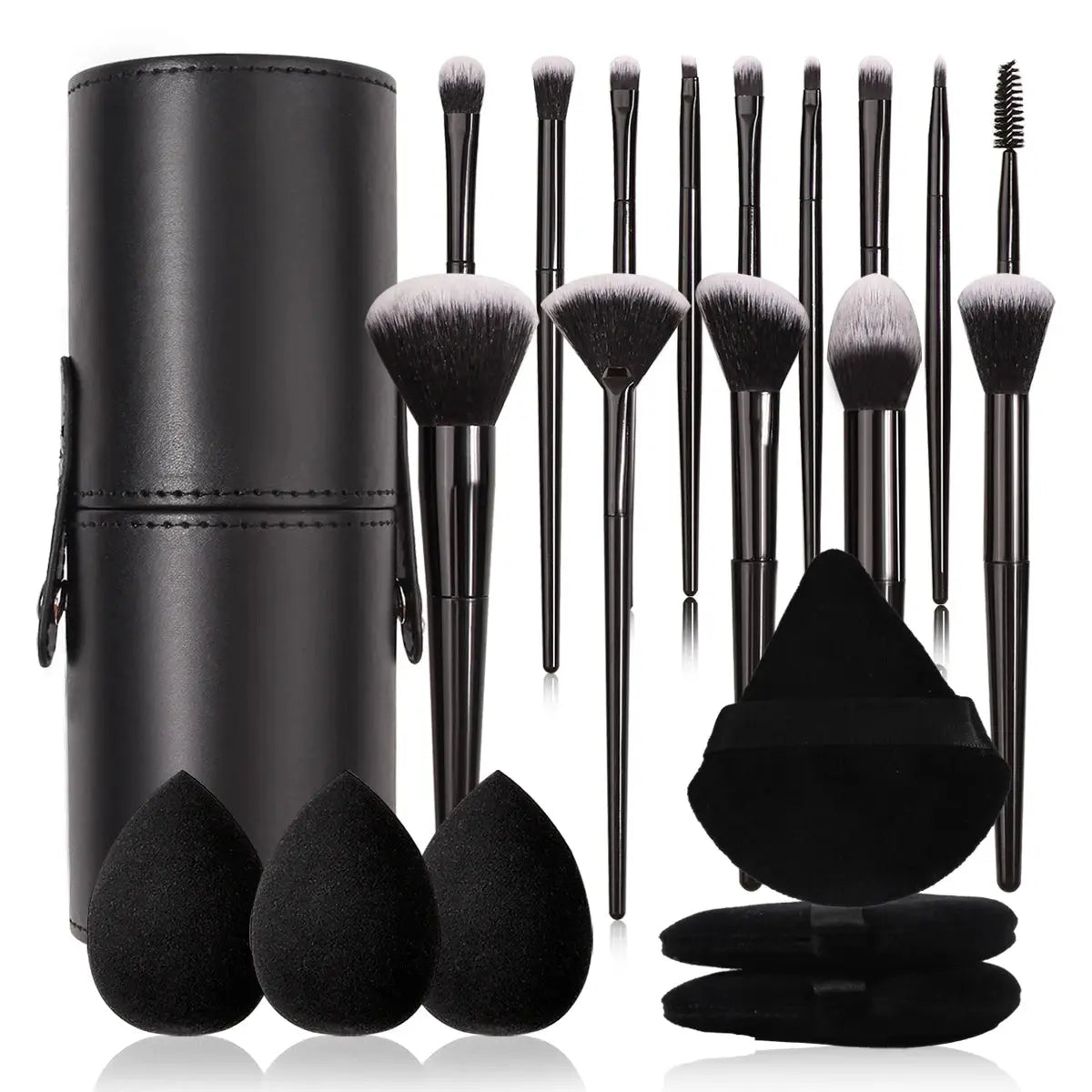 Soft Bristle Makeup Brush Set with Holder, Beauty Egg & Puff dylinoshop