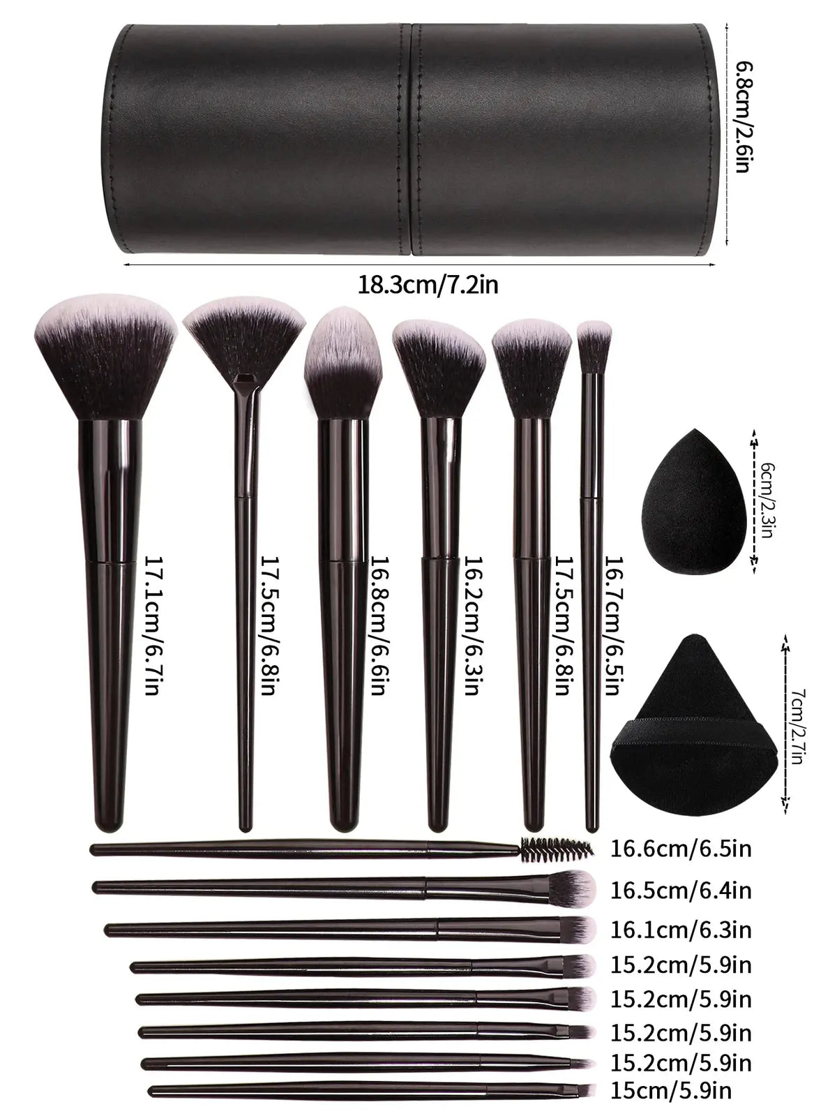 Soft Bristle Makeup Brush Set with Holder, Beauty Egg & Puff dylinoshop