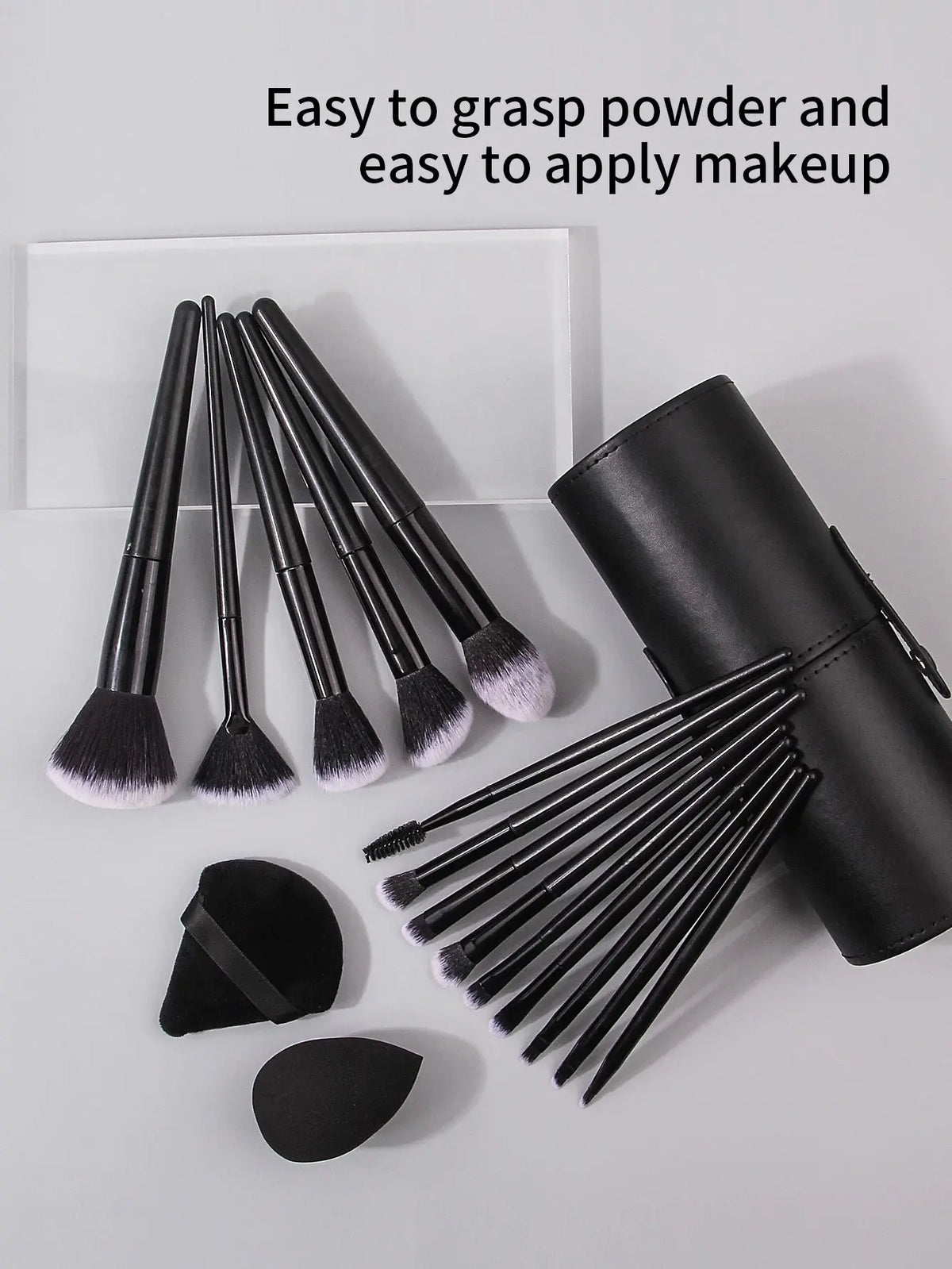 Soft Bristle Makeup Brush Set with Holder, Beauty Egg & Puff dylinoshop