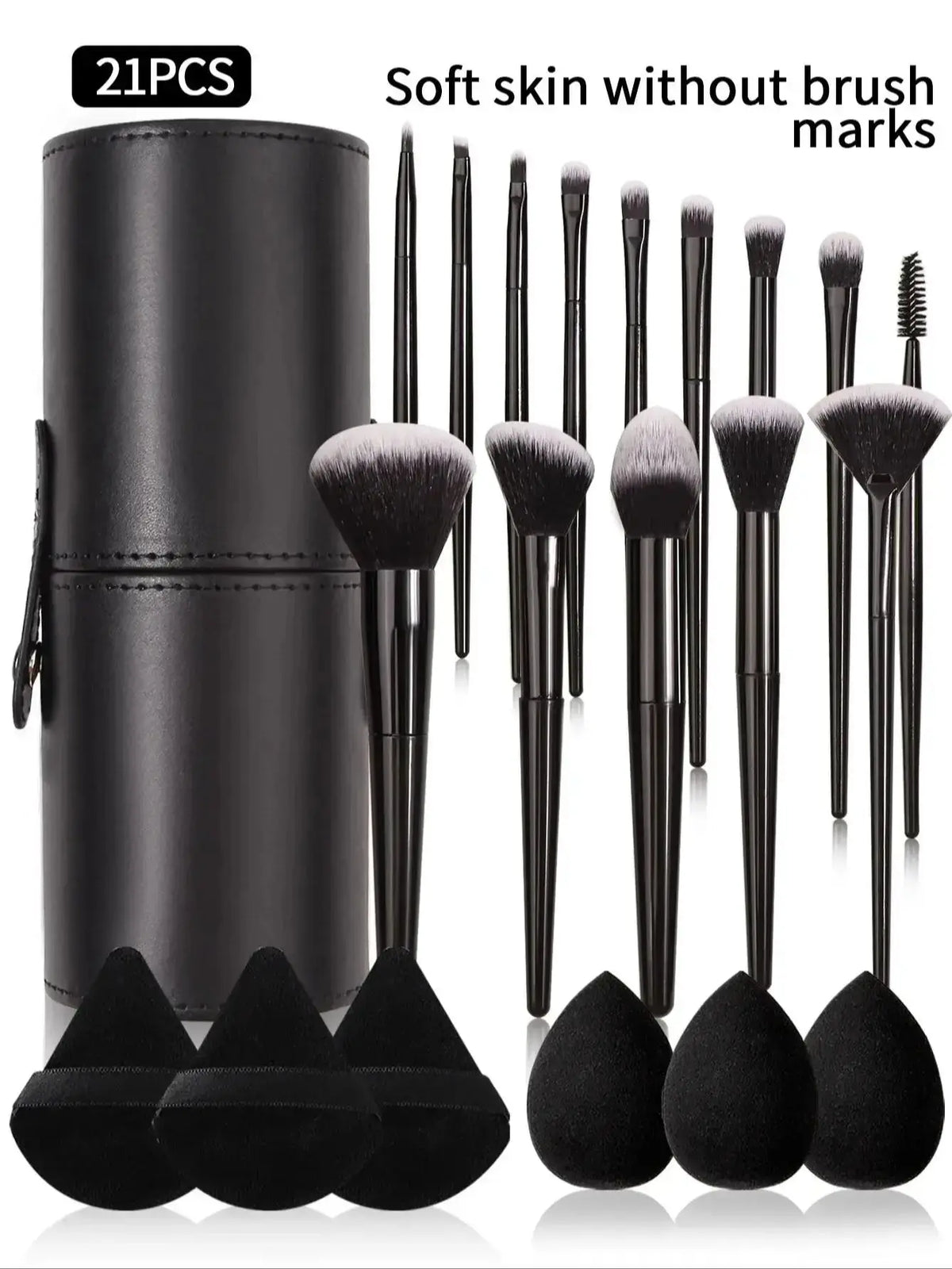 Soft Bristle Makeup Brush Set with Holder, Beauty Egg & Puff dylinoshop