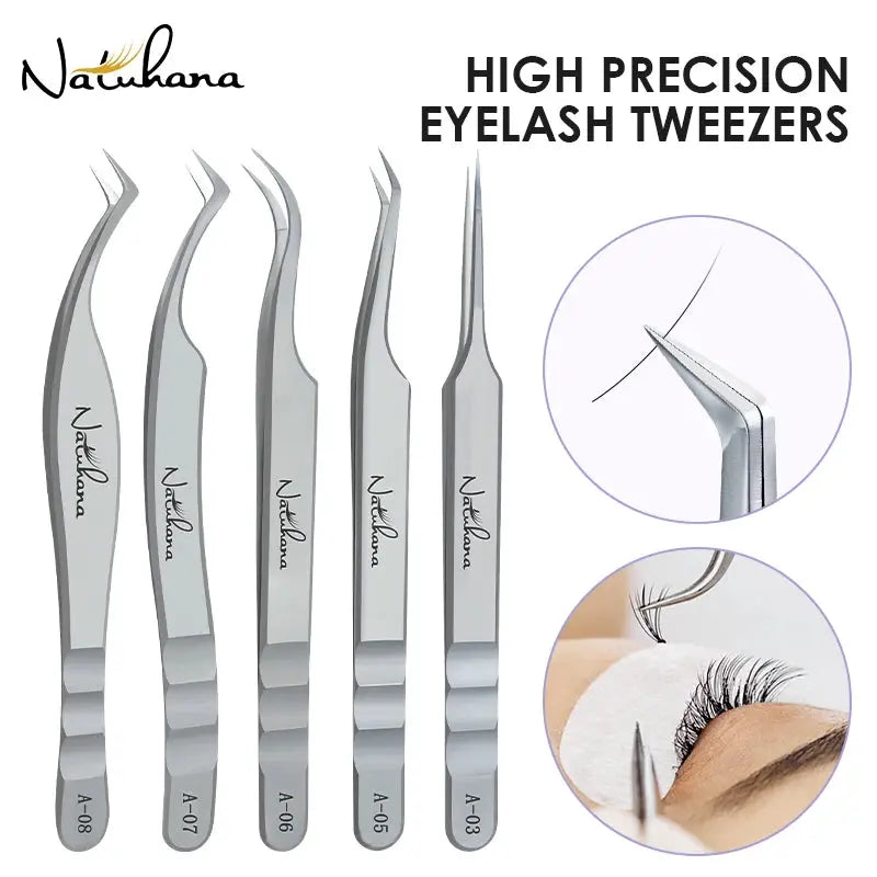 Stainless Steel Eyelash Extensions Tweezers Lash Artists High Precision Superhard Anti-Static Tweezers Makeup Tools dylinoshop