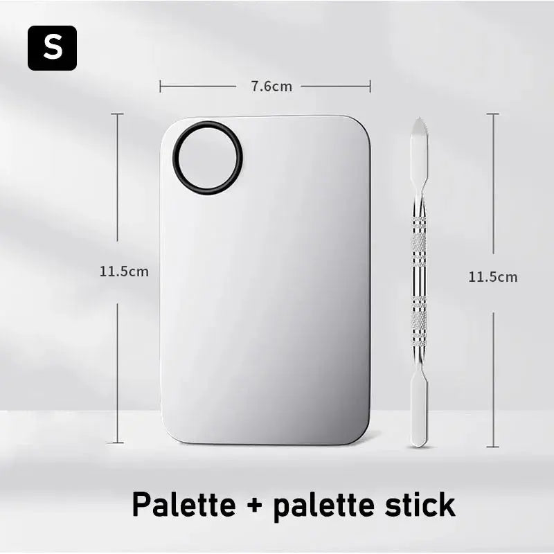 Stainless Steel Makeup Mixing Palette & Spatula Set (2 Pieces) dylinoshop