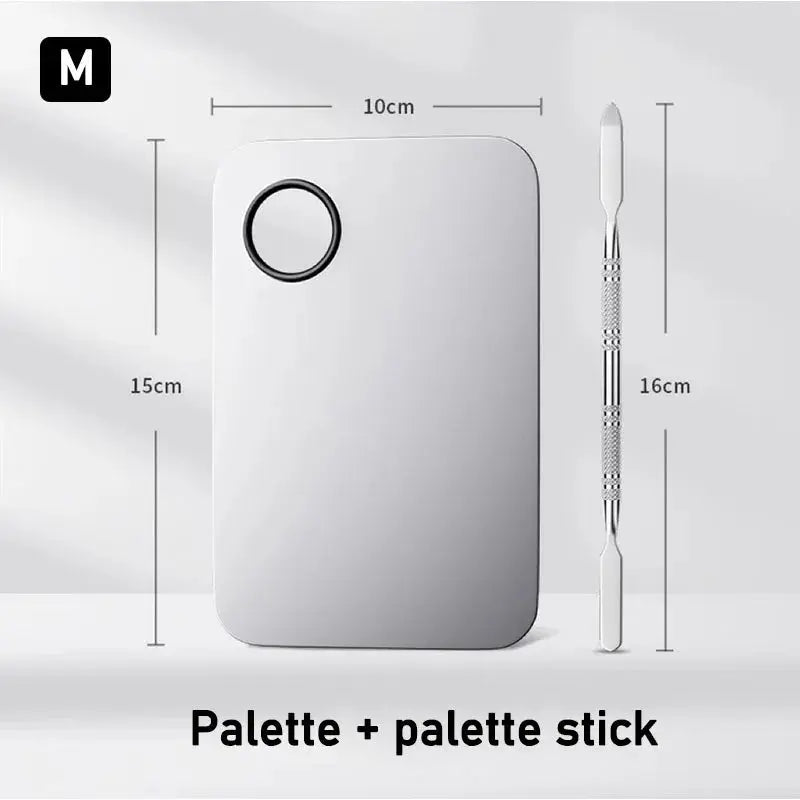 Stainless Steel Makeup Mixing Palette & Spatula Set (2 Pieces) dylinoshop