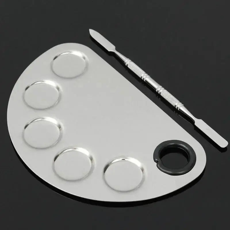 Stainless Steel Palette  Watercolor Paints Makeup Face Palette Spatula Foundation Mixing Paints Oil Paints Palette