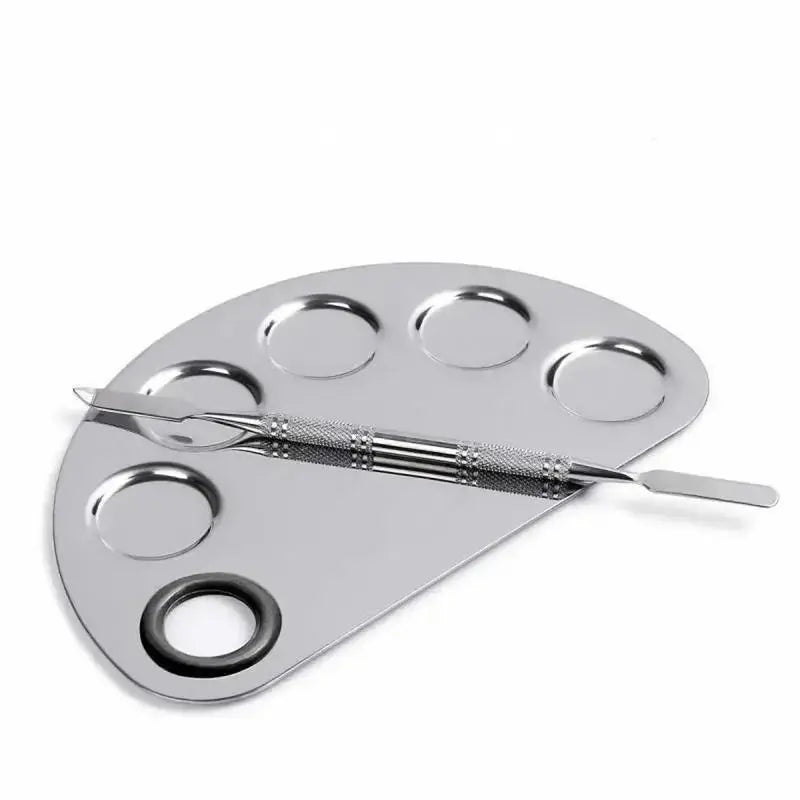 Stainless Steel Palette  Watercolor Paints Makeup Face Palette Spatula Foundation Mixing Paints Oil Paints Palette