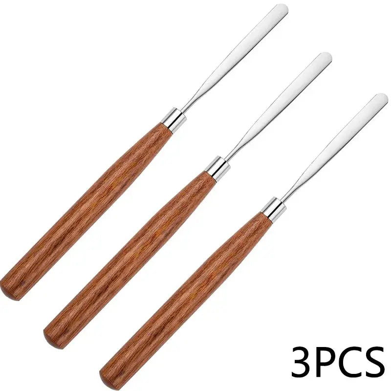 Stainless Steel Pigment Mixing Spatula Wooden Handle Nail Art Makeup Stirring Rod Cream Foundation Mixing Tool  Manicure Tools dylinoshop