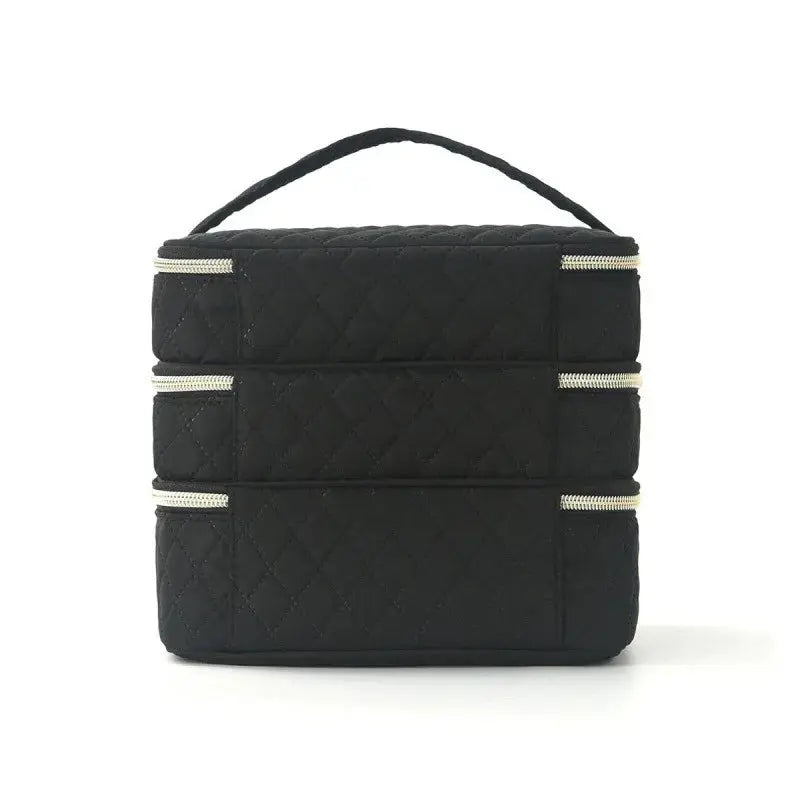 Three-Layer Diamond Quilted Travel Makeup Bag dylinoshop