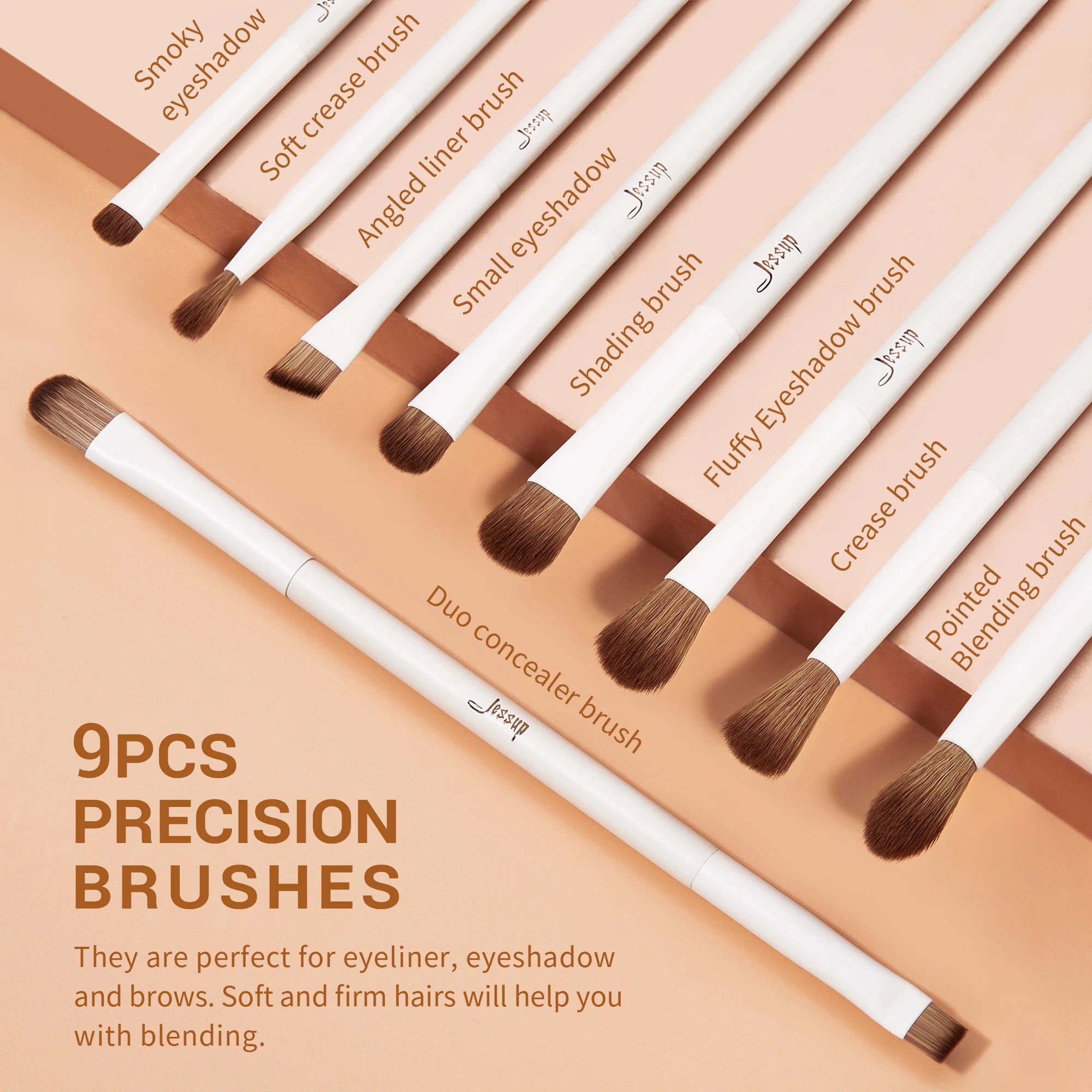 Jessup Makeup Brushes 14pc Makeup Brush Set Synthetic Foundation Brush Powder Contour Eyeshadow Liner Blending Highlight T329
