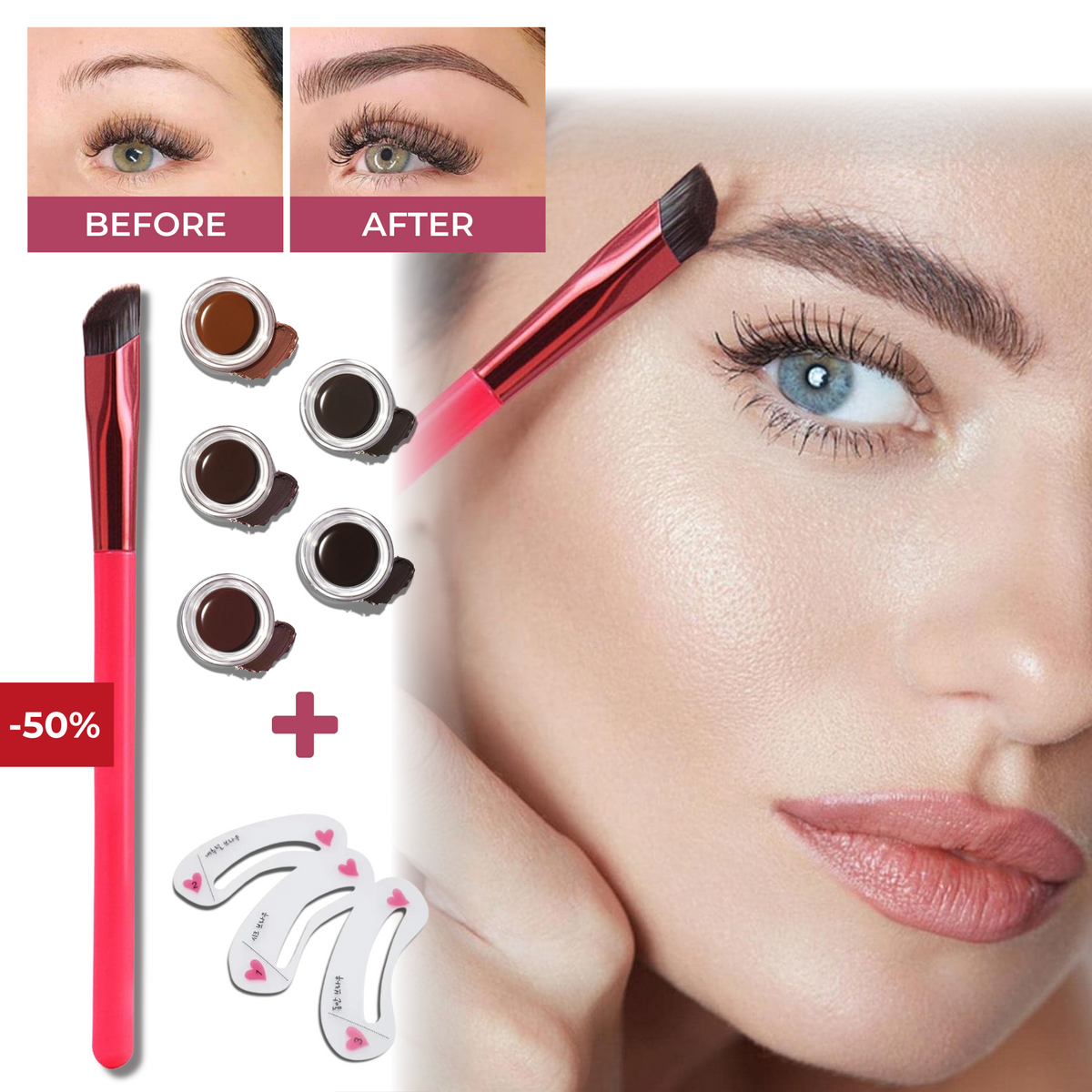 50% OFF FOR THIS WEEK ONLY! TheBrow 2.0 Eyebrow Brush incl. FREE Stencils 