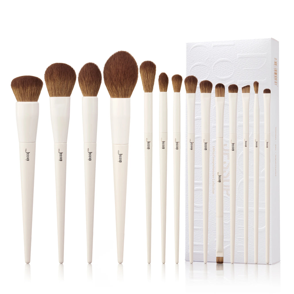 Jessup Makeup Brushes 14pc Makeup Brush Set Synthetic Foundation Brush Powder Contour Eyeshadow Liner Blending Highlight T329