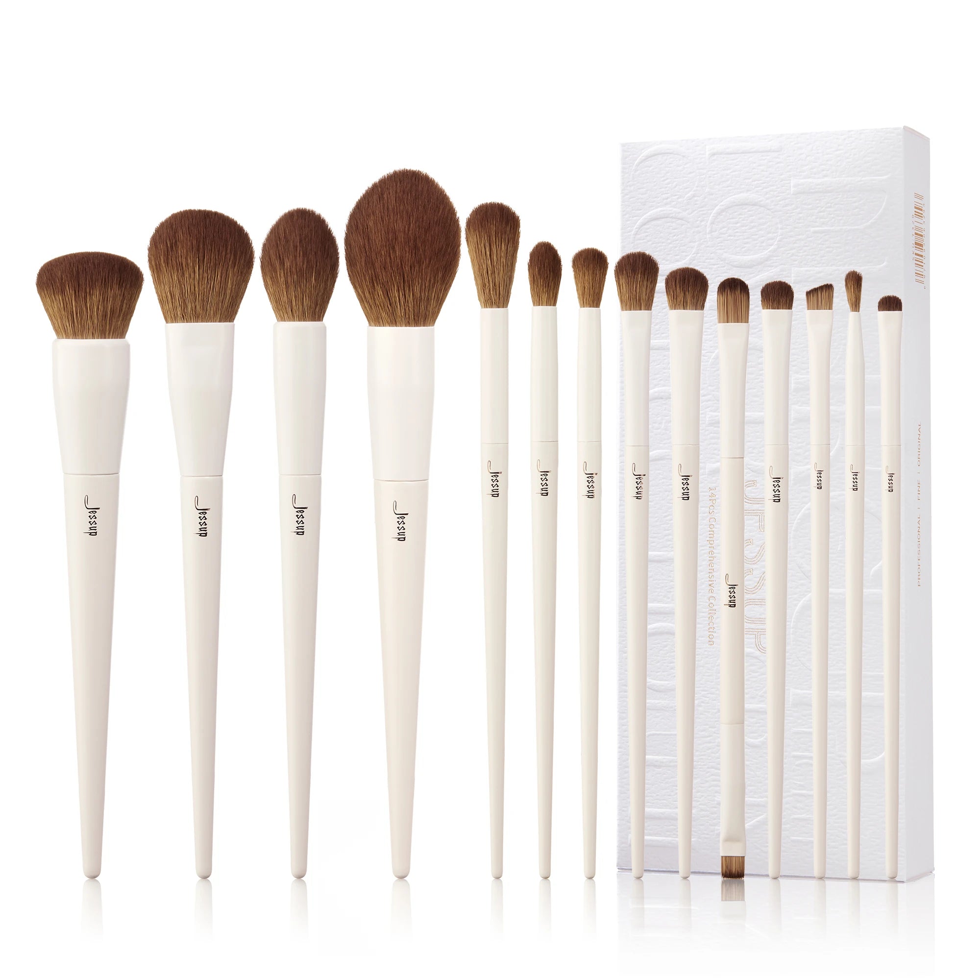 Jessup Makeup Brushes 14pc Makeup Brush Set Synthetic Foundation Brush Powder Contour Eyeshadow Liner Blending Highlight T329
