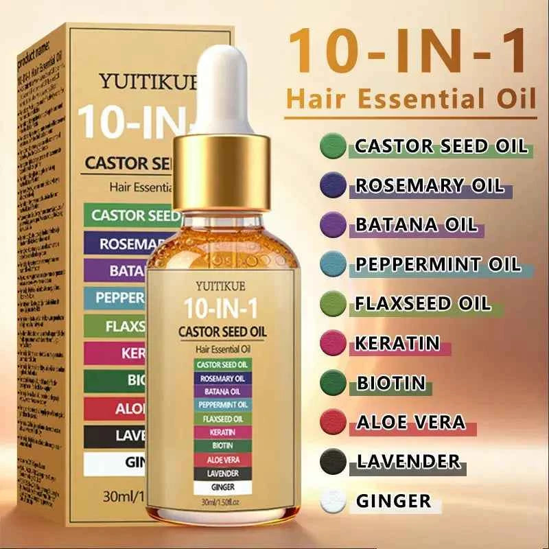 YUITIKUE 10-in-1 Castor Seed Hair Oil with Batana, Rosemary & Biotin