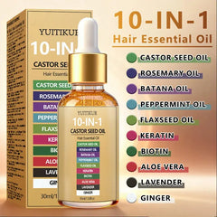 YUITIKUE 10-IN-1 Castor Seed Hair Oil | Natural Blend Of Batana, Rosemary & Biotin | For Deep Nourishment & Healthy Hair & Scalp