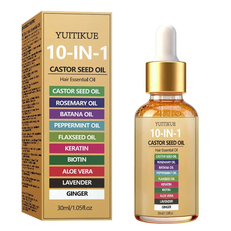 YUITIKUE 10-IN-1 Castor Seed Hair Oil | Natural Blend Of Batana, Rosemary & Biotin | For Deep Nourishment & Healthy Hair & Scalp