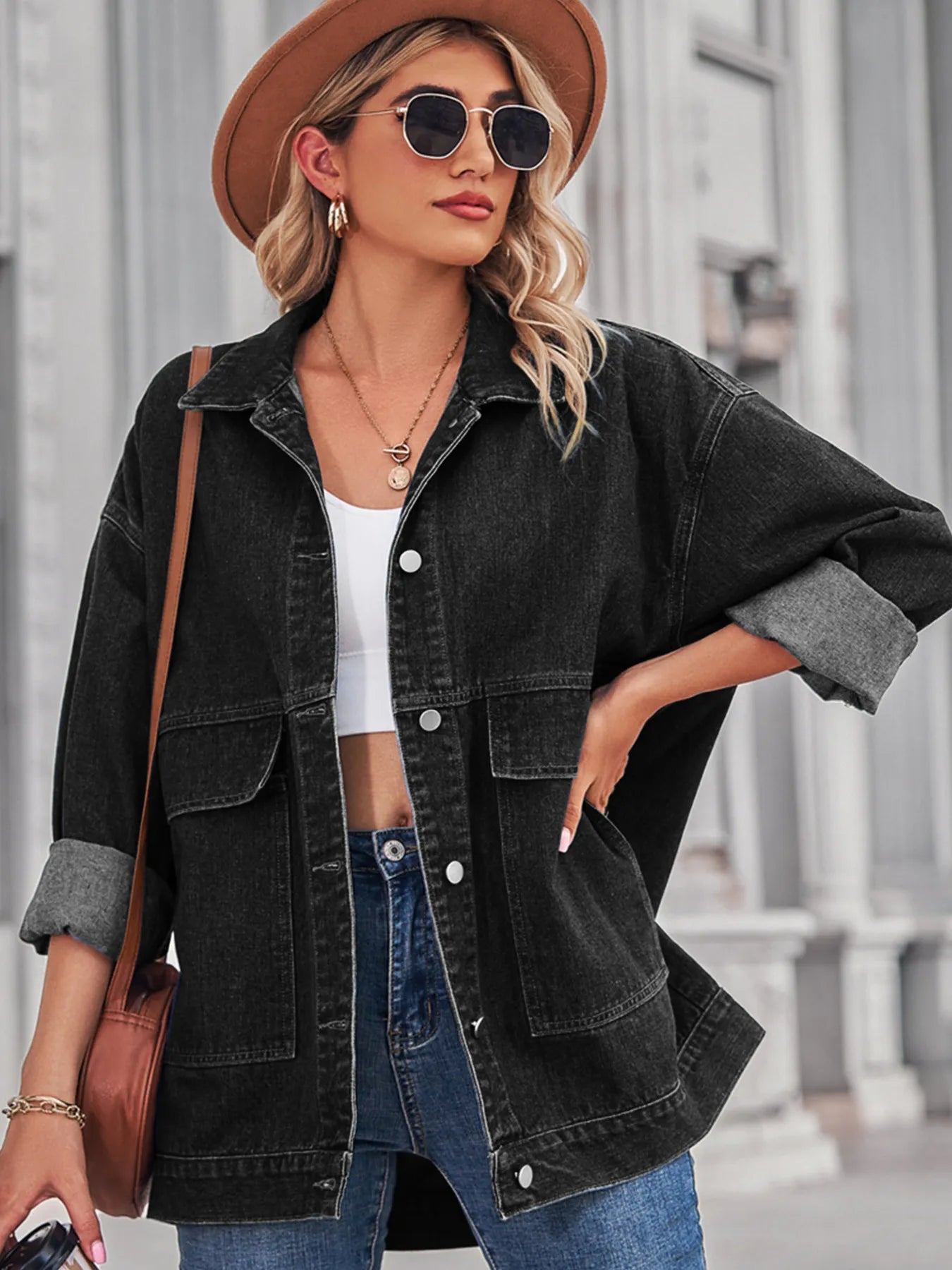 Button Up Long Sleeve Denim Jacket 